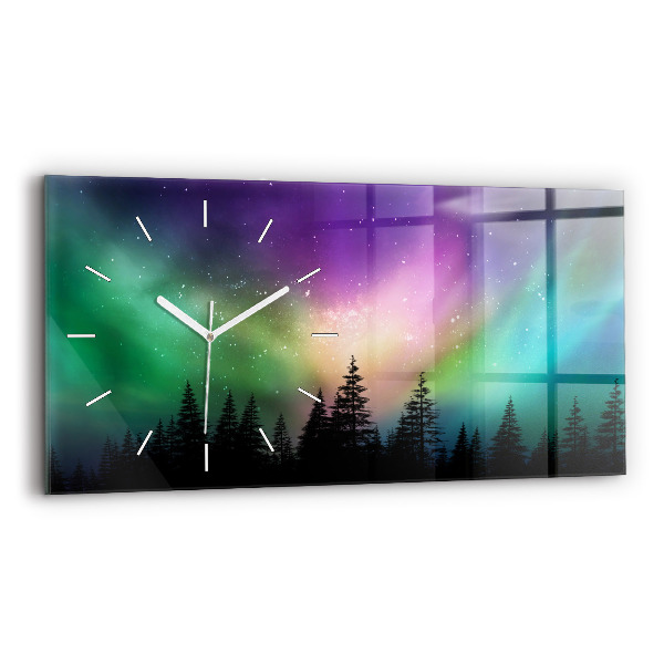 Horloge murale horizontale Aurores boréales