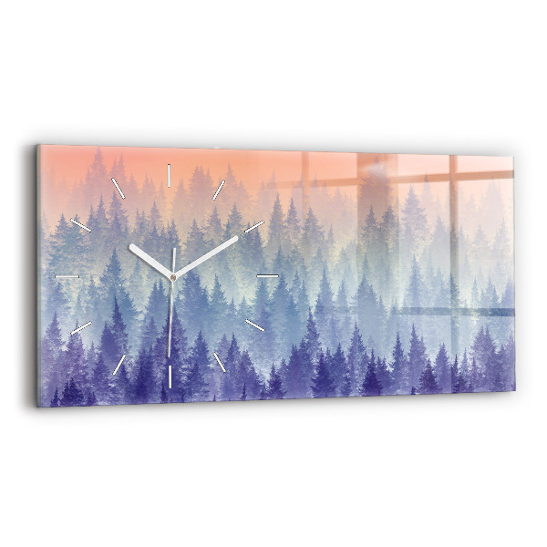 Horloge murale horizontale Forêt dans le brouillard