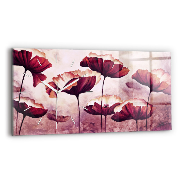 Horloge murale horizontale Fleurs de coquelicots en fleurs