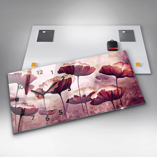 Horloge murale horizontale Fleurs de coquelicots en fleurs