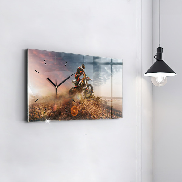 Horloge murale horizontale Homme sur une moto
