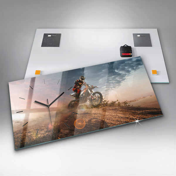 Horloge murale horizontale Homme sur une moto