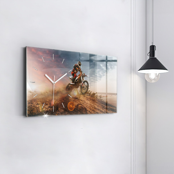 Horloge murale horizontale Homme sur une moto