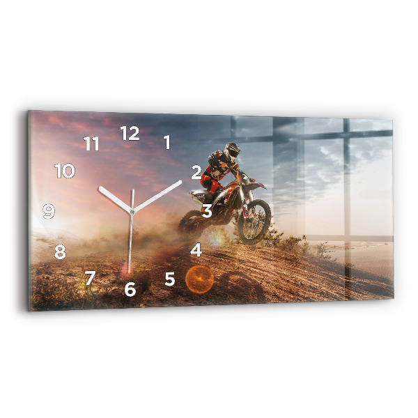 Horloge murale horizontale Homme sur une moto