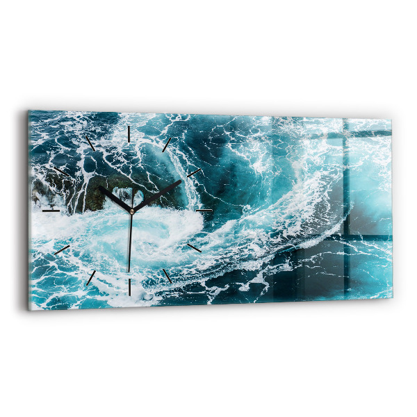 Horloge murale horizontale Vagues tourbillonnantes et mousseuses