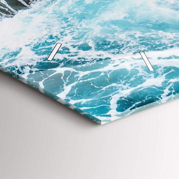 Horloge murale horizontale Vagues tourbillonnantes et mousseuses