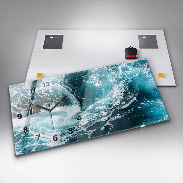 Horloge murale horizontale Vagues tourbillonnantes et mousseuses