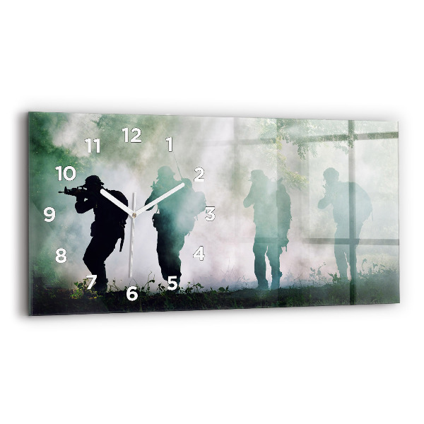 Horloge murale horizontale 'Soldats de l''armée dans la forêt'