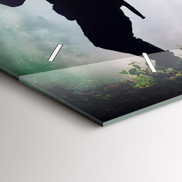 Horloge murale horizontale 'Soldats de l''armée dans la forêt'