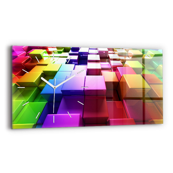 Horloge rectangulaire horizontale Cubes colorés