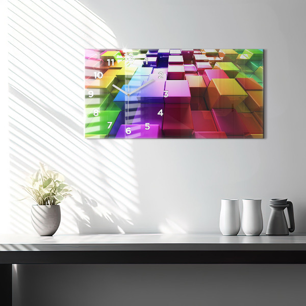 Horloge rectangulaire horizontale Cubes colorés