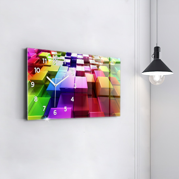Horloge rectangulaire horizontale Cubes colorés