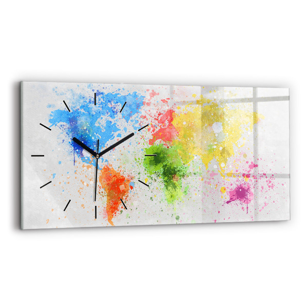 Horloge rectangulaire horizontale Carte du monde sur papier
