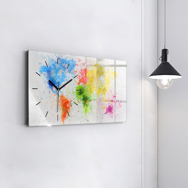 Horloge rectangulaire horizontale Carte du monde sur papier
