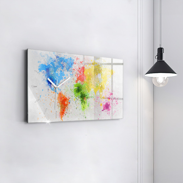 Horloge rectangulaire horizontale Carte du monde sur papier