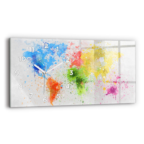 Horloge rectangulaire horizontale Carte du monde sur papier