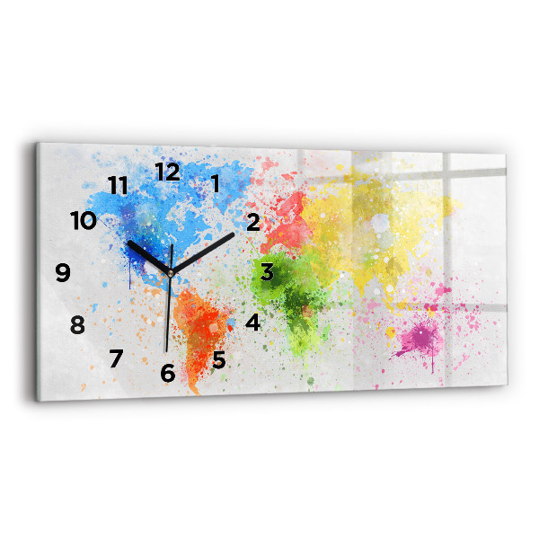 Horloge rectangulaire horizontale Carte du monde sur papier