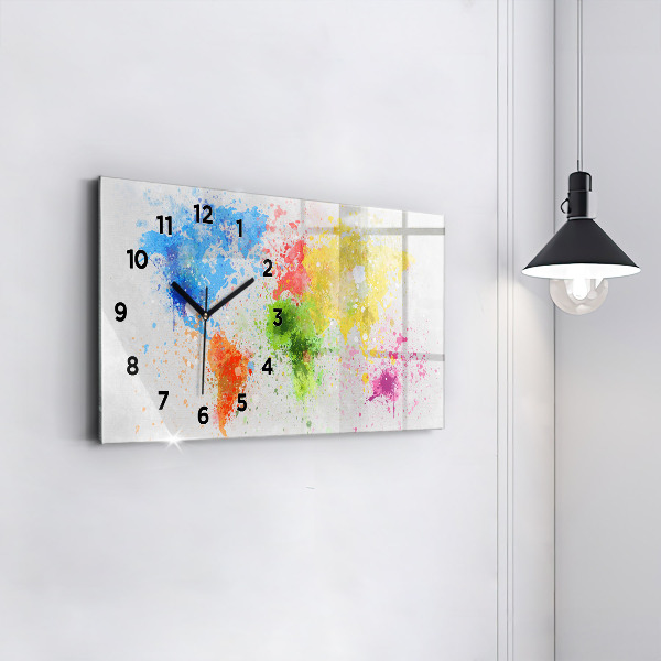 Horloge rectangulaire horizontale Carte du monde sur papier