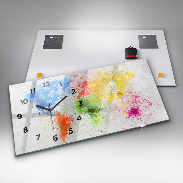 Horloge rectangulaire horizontale Carte du monde sur papier