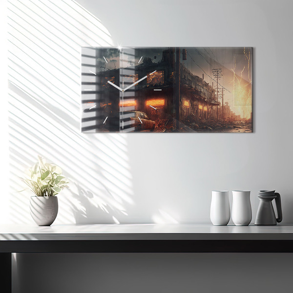 Horloge murale horizontale Bâtiment apocalyptique