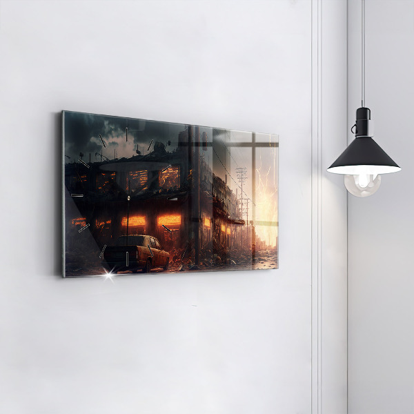 Horloge murale horizontale Bâtiment apocalyptique