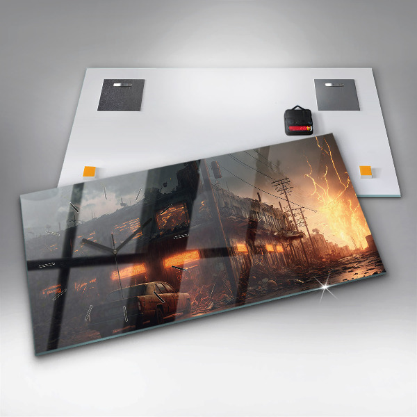 Horloge murale horizontale Bâtiment apocalyptique