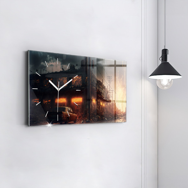 Horloge murale horizontale Bâtiment apocalyptique