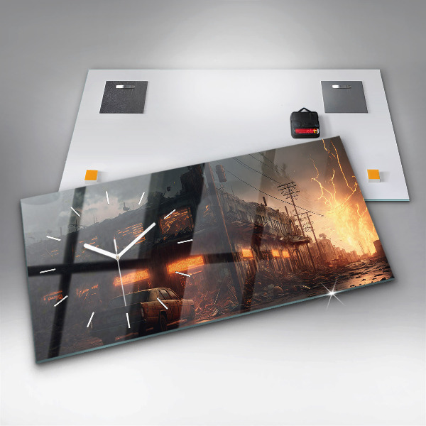 Horloge murale horizontale Bâtiment apocalyptique