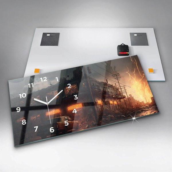 Horloge murale horizontale Bâtiment apocalyptique