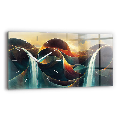 Horloge murale horizontale 'Arrière-plan d''une cascade qui coule'