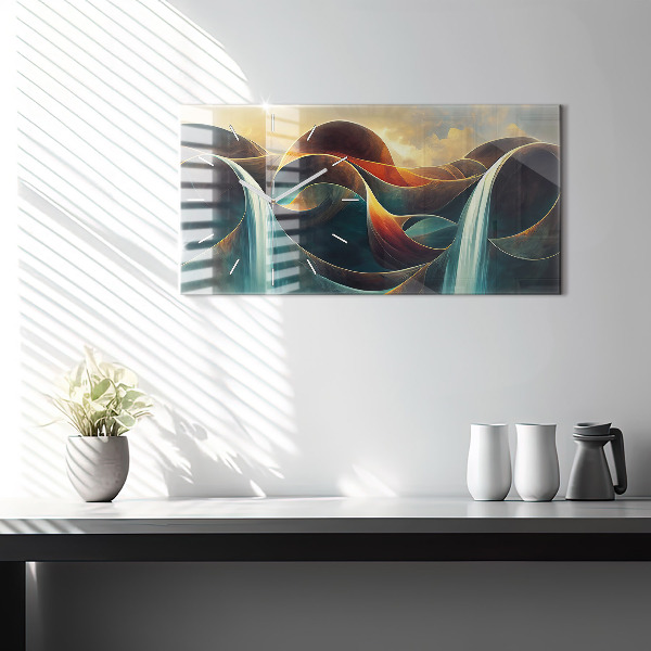 Horloge murale horizontale 'Arrière-plan d''une cascade qui coule'