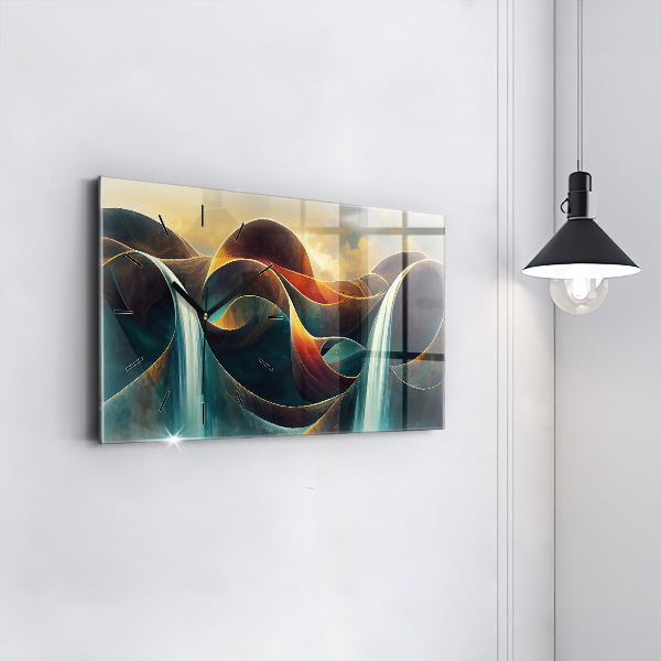 Horloge murale horizontale 'Arrière-plan d''une cascade qui coule'