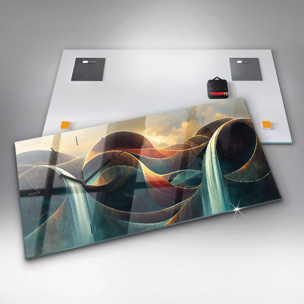 Horloge murale horizontale 'Arrière-plan d''une cascade qui coule'