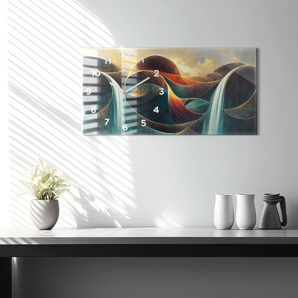 Horloge murale horizontale 'Arrière-plan d''une cascade qui coule'