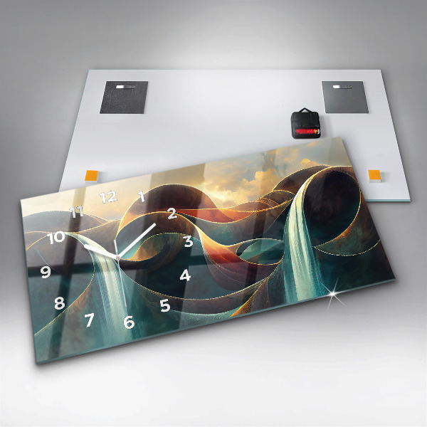 Horloge murale horizontale 'Arrière-plan d''une cascade qui coule'