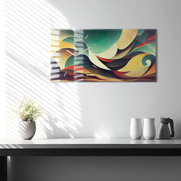 Horloge murale horizontale Arrière-plan de lignes abstraites