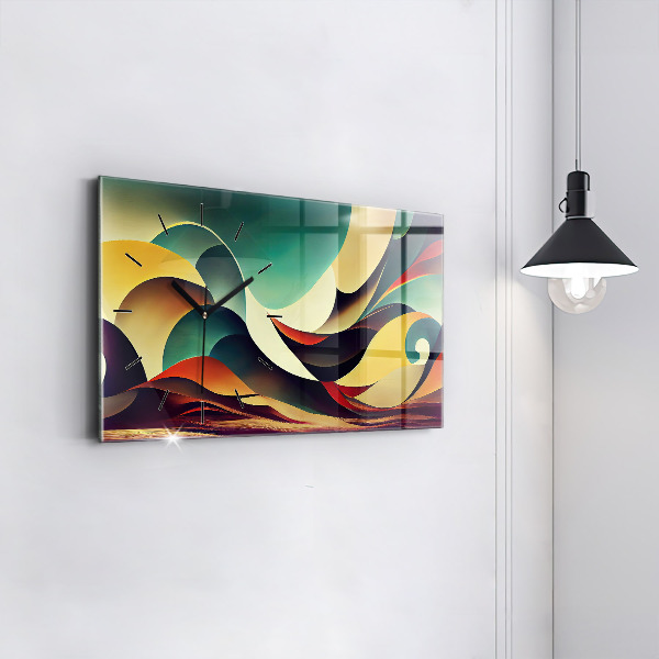 Horloge murale horizontale Arrière-plan de lignes abstraites