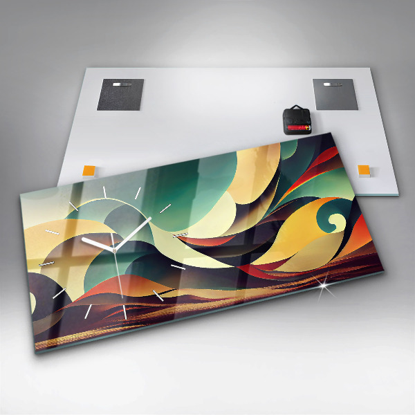 Horloge murale horizontale Arrière-plan de lignes abstraites