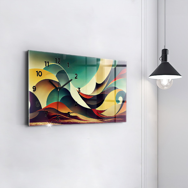 Horloge murale horizontale Arrière-plan de lignes abstraites