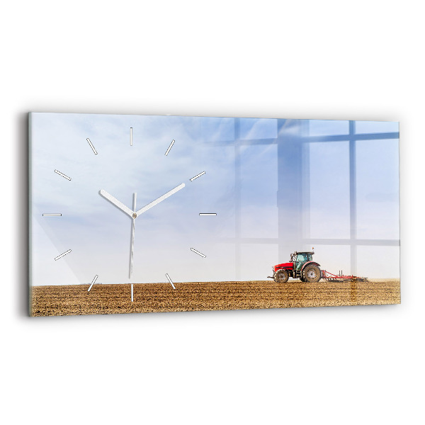 Horloge rectangulaire horizontale Un agriculteur sur un tracteur