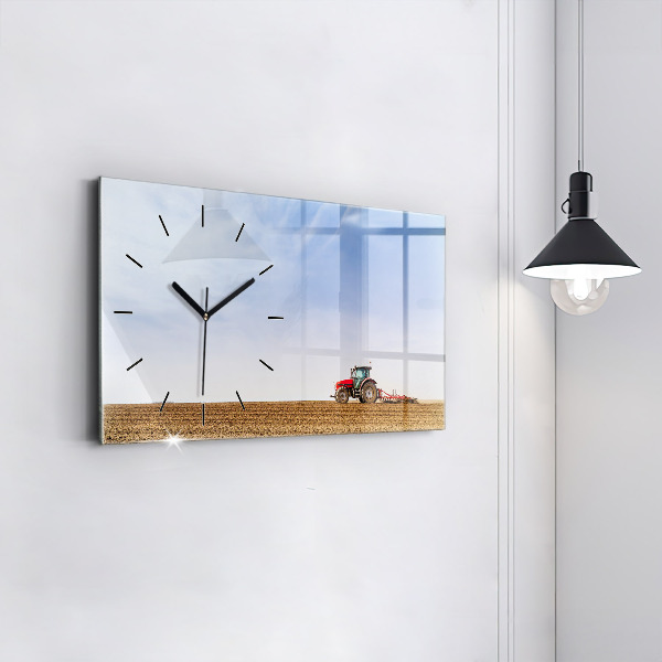 Horloge rectangulaire horizontale Un agriculteur sur un tracteur