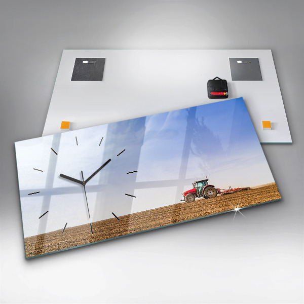 Horloge rectangulaire horizontale Un agriculteur sur un tracteur
