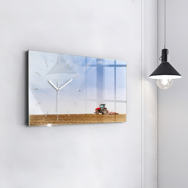 Horloge rectangulaire horizontale Un agriculteur sur un tracteur