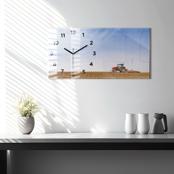 Horloge rectangulaire horizontale Un agriculteur sur un tracteur