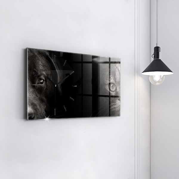 Horloge rectangulaire horizontale Chien et chat Scottish Fold