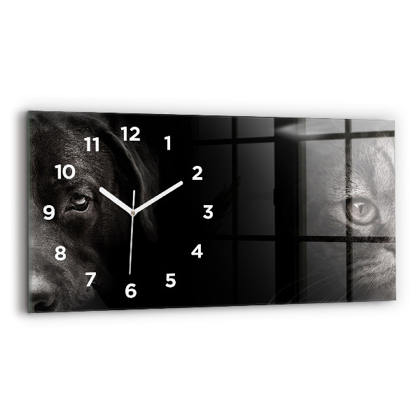Horloge rectangulaire horizontale Chien et chat Scottish Fold