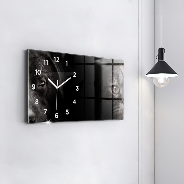 Horloge rectangulaire horizontale Chien et chat Scottish Fold