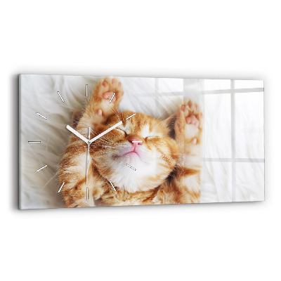Horloge rectangulaire horizontale Petit chaton endormi