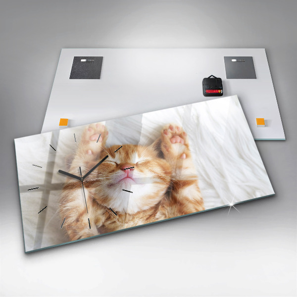 Horloge rectangulaire horizontale Petit chaton endormi