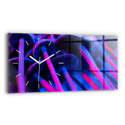 Horloge murale horizontale Champignons magiques colorés